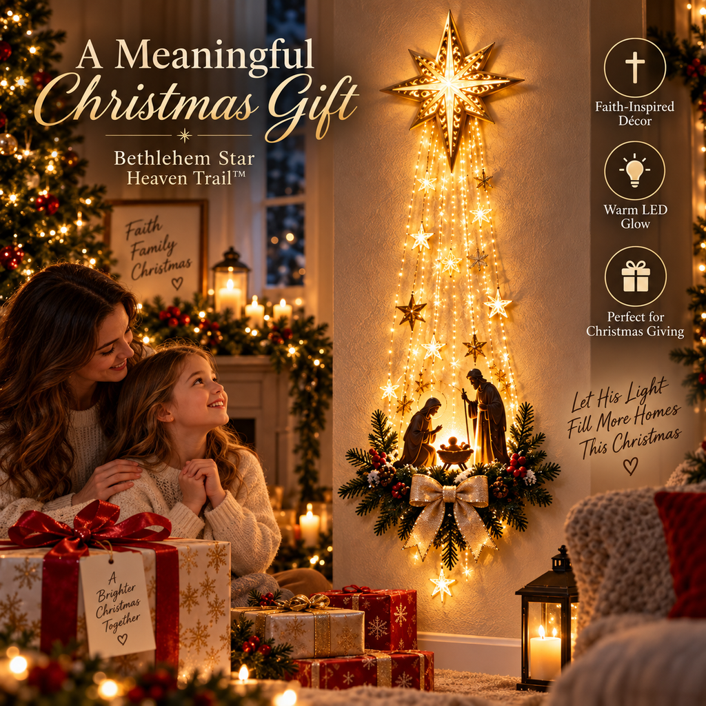 ✨Last Day 49% OFF✨✝️ Bethlehem Star of Faith – Lighted Nativity Wall Decor