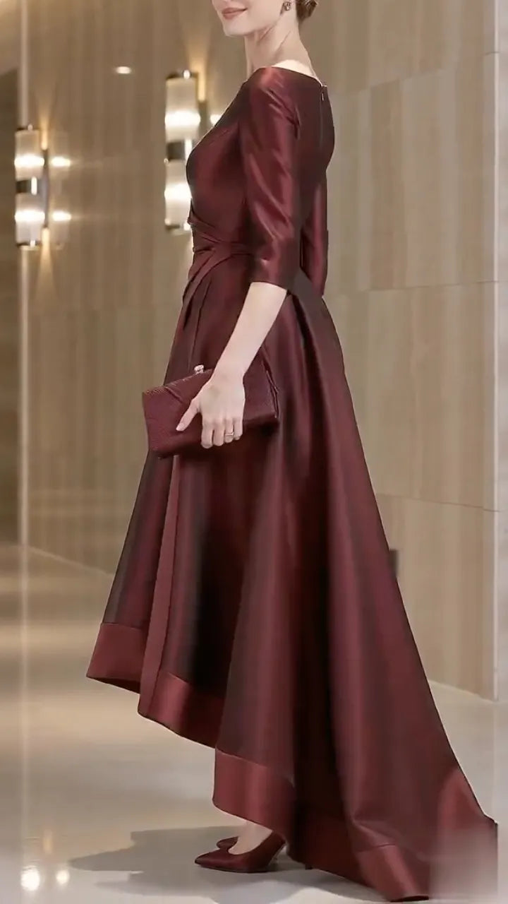 Satin Asymmetrical Evening Gown
