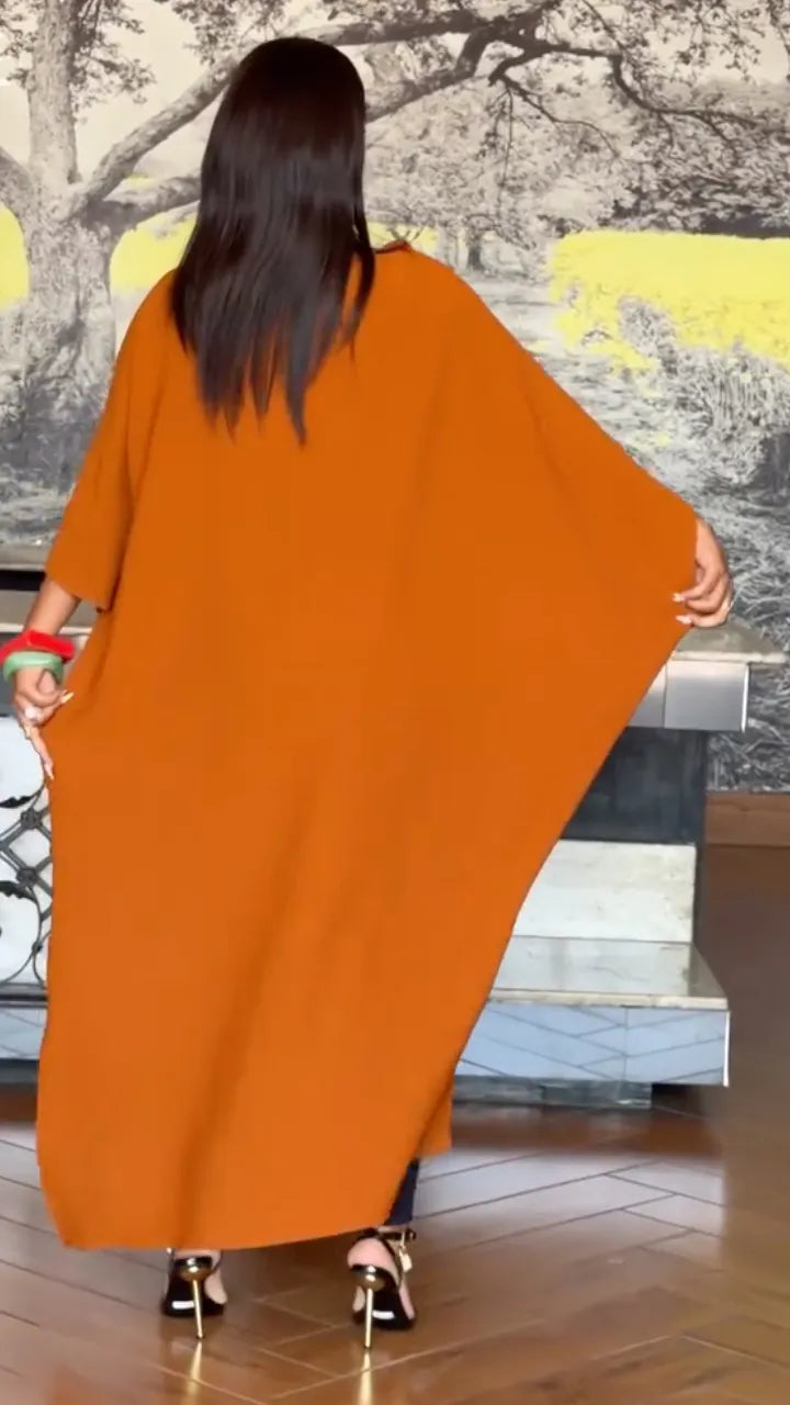 Orange Asymmetrical Cape Tunic Cover Up