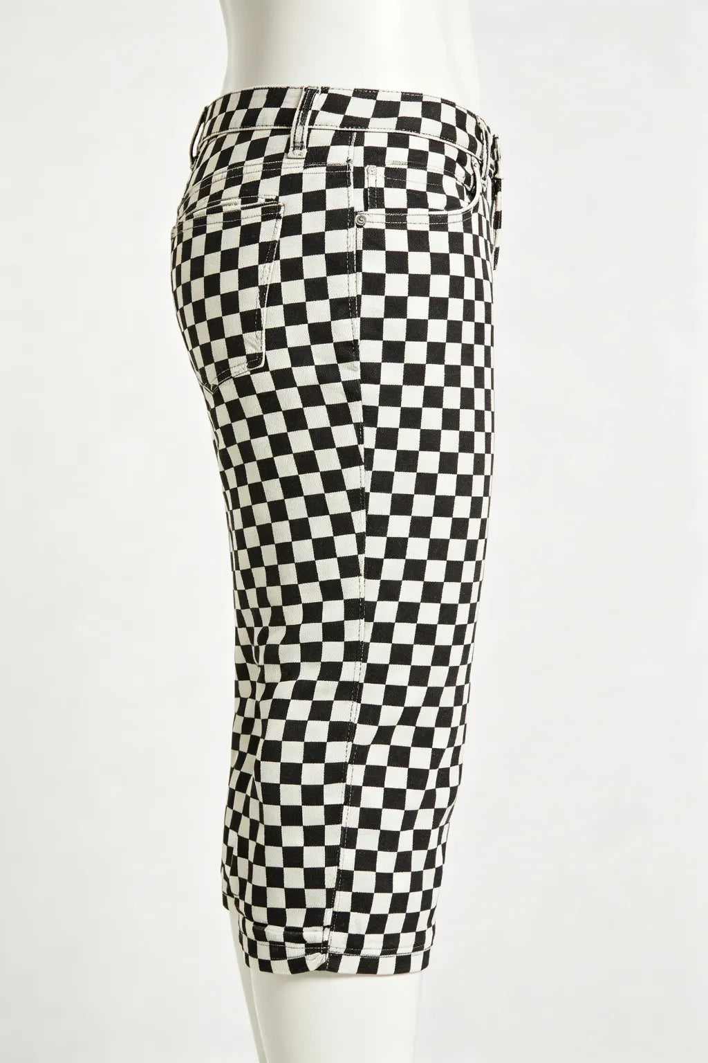 Women's Checkered Print Denim Barrel Pants