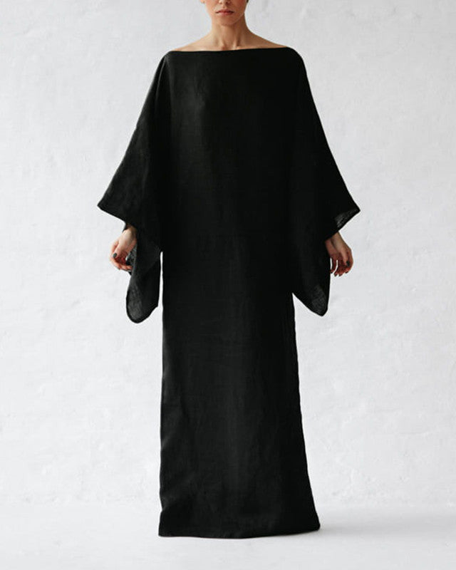 Casual Loose Cotton and Linen Dress e7b0