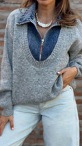 Layered Look Knit Pullover Sweater