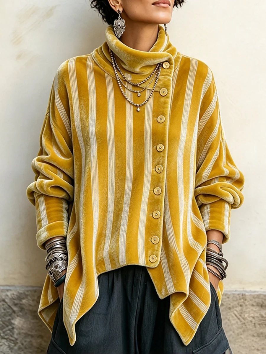 🤲LAST DAY SAVE 49% 🐆Purple Velvet Floral Rose Top – Asymmetrical Button & Cowl Neck