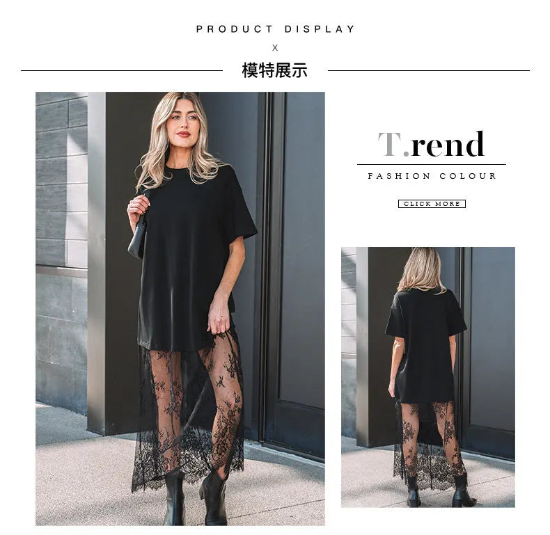 Women's Loose-fit Lace Patchwork Dress