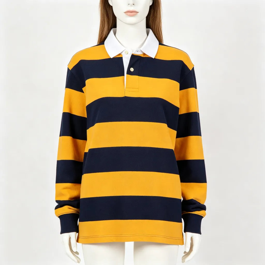 Wide Stripe Rugby Polo Shirt Collegiate Preppy