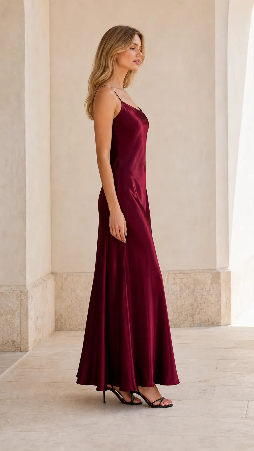Satin Spaghetti Strap Maxi Slip Dress