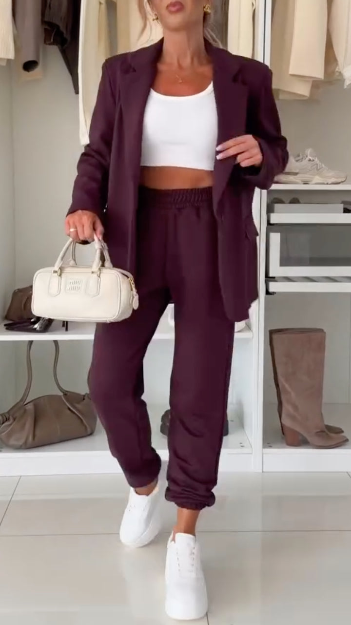 Blazer And Jogger Pants Two‑Piece Set