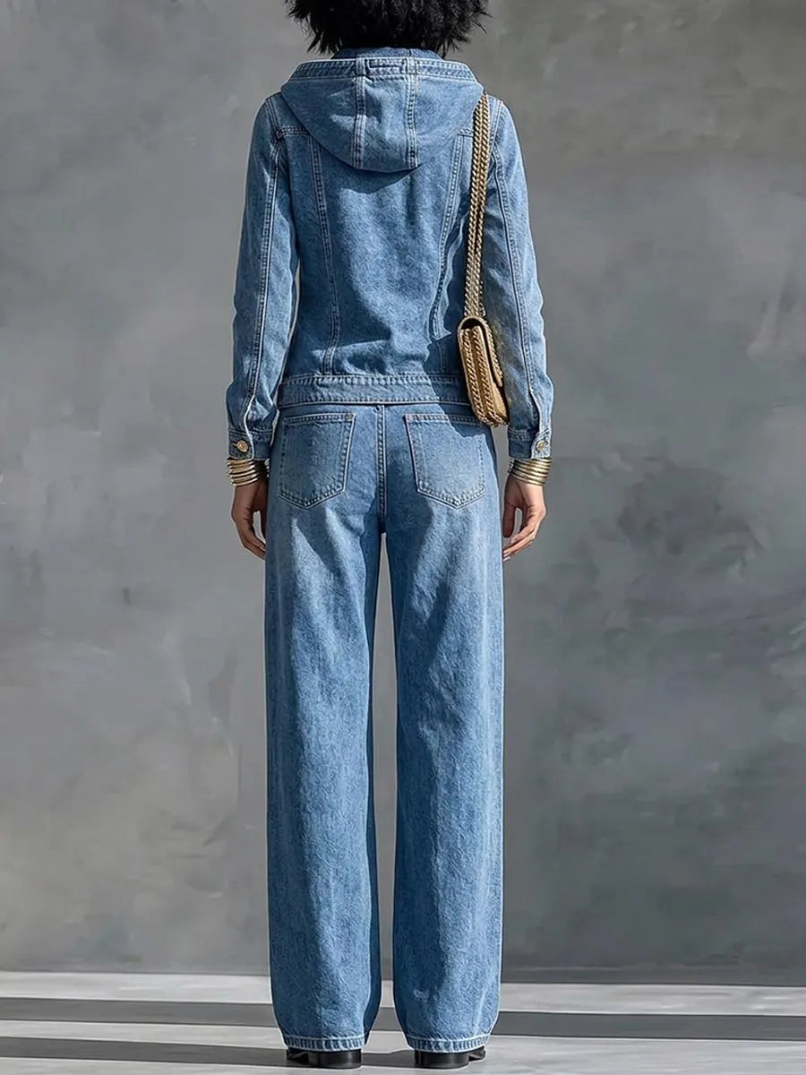 Women's Collared Long-sleeved Casual Loose Denim Cardigan Jacket