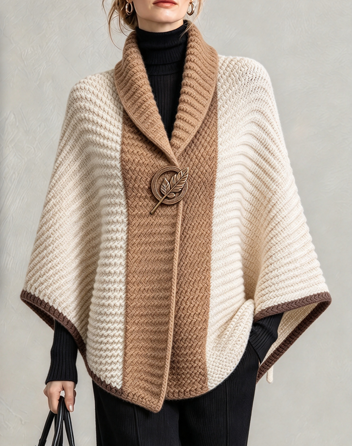 🤲LAST DAY SAVE 49% ⏰Vintage-style Elegant Color-block Chunky Knit Cape
