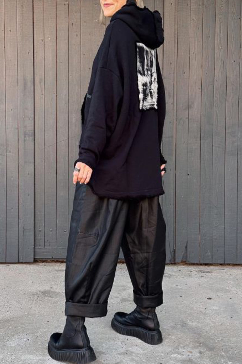 Graphic Cowl-Neck Top & Wide-Leg Pants Set