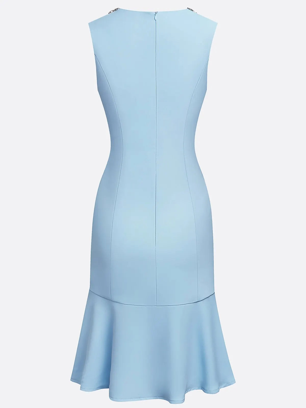 Light Blue Rhinestone Classic Crew Neck Sleeveless A-Line Mini Homecoming Dress
