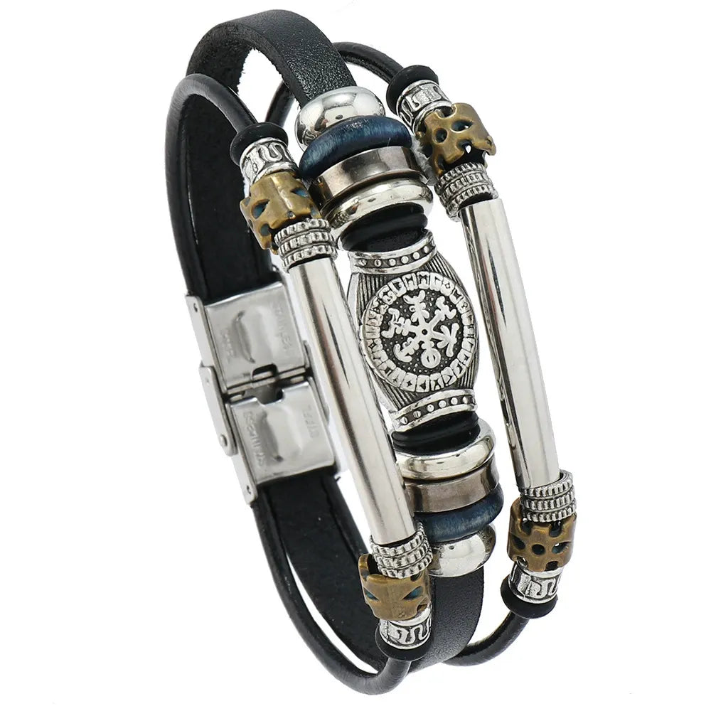 Vintage Viking Style Leather Bracelet