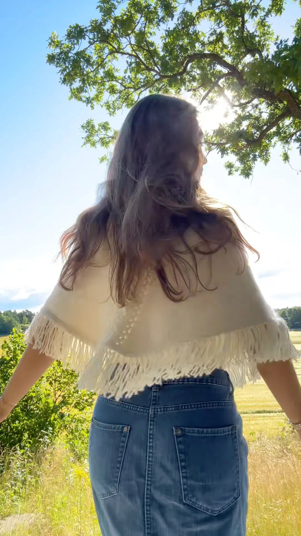 Turtleneck Fringe Knit Poncho