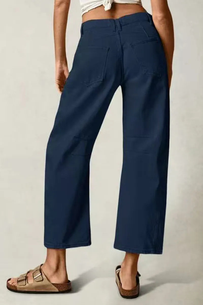 Women's Casual Solid Color Versatile Straight Leg Jeans