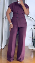 Double-Breasted Top & Wide-Leg Pants Set
