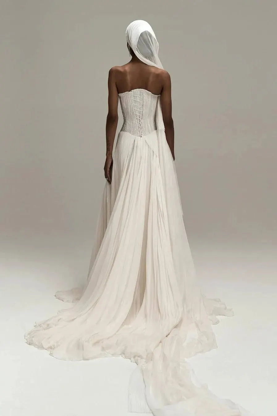Chic Strapless Sleeveless Long Prom Dress With Pleated Ruffles WQ0086