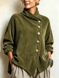 Corduroy Asymmetrical Collar Jacket