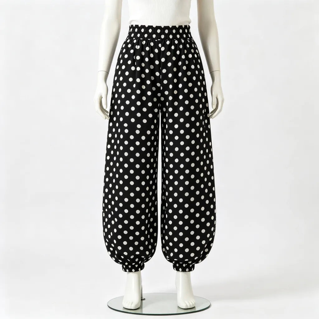Polka Dot Baggy Balloon Pants High Waist Retro
