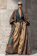 Women's Casual Linen Top Pants Jacket 3 Piece Set