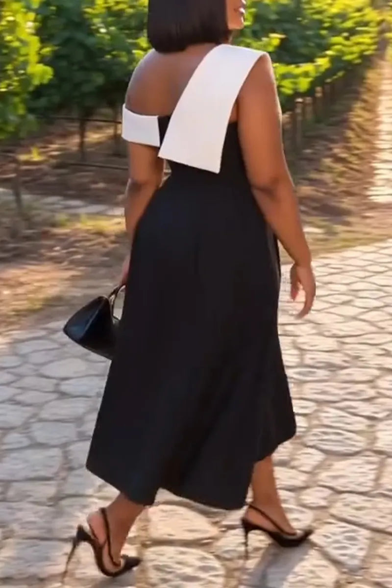 Women's Off-shoulder Waist-cinched Elegant Temperament Maxi Dresses
