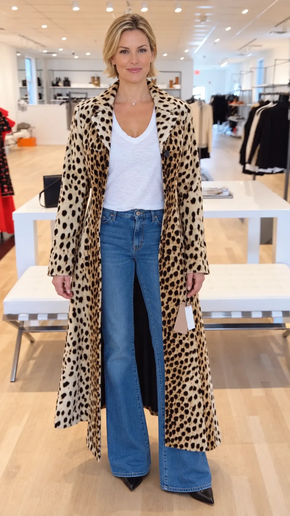 Leopard Print Longline Trench Coat