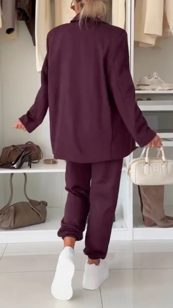 Blazer And Jogger Pants Two‑Piece Set