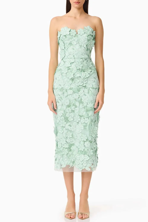 3D Floral Midi Bodycon Dress
