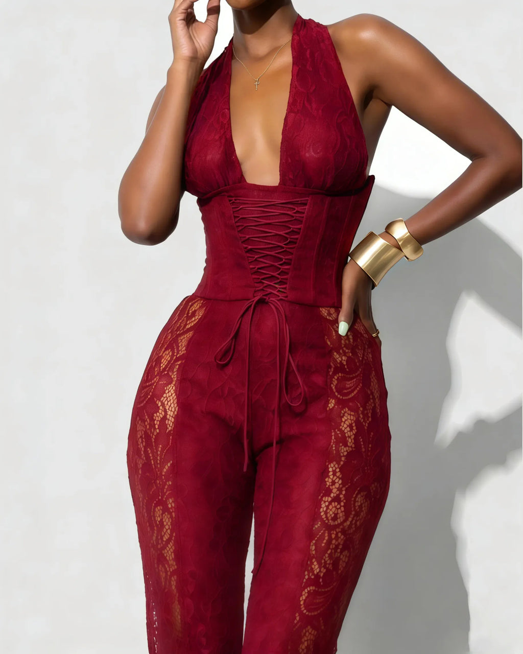 Sexy Lace Corset Jumpsuit