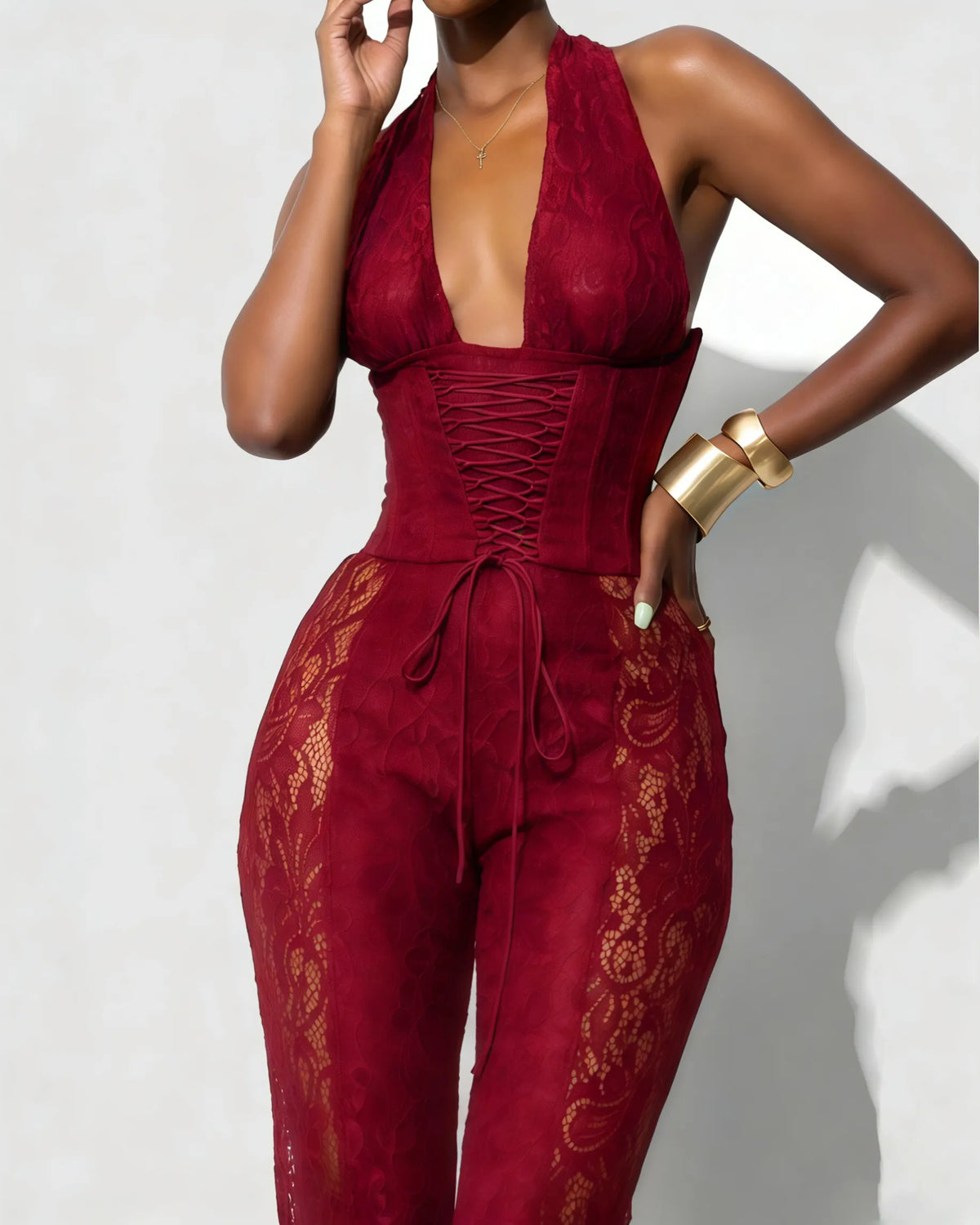 Sexy Lace Corset Jumpsuit