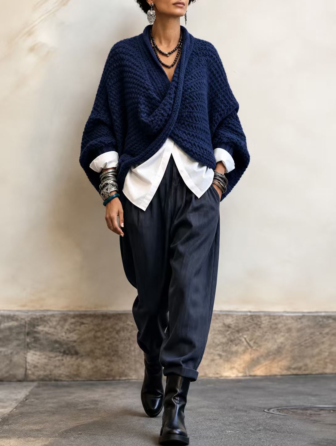 🤲LAST DAY SAVE 49% ⏰Cozy Relaxed Batwing Sleeves Crossover V-neck Sweater