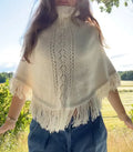 Turtleneck Fringe Knit Poncho