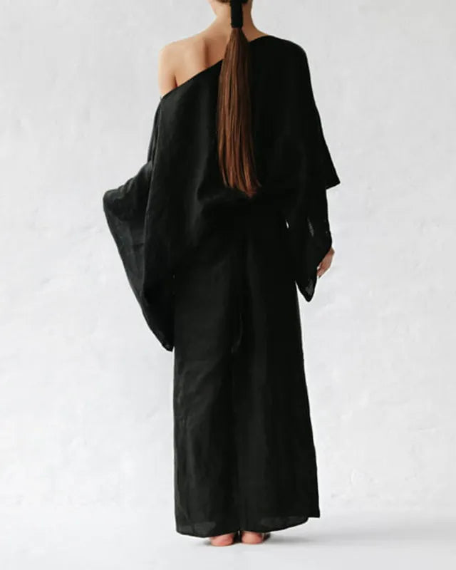 Casual Loose Cotton and Linen Dress e7b0