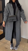 Gray Oversized Open-Front Longline Coat