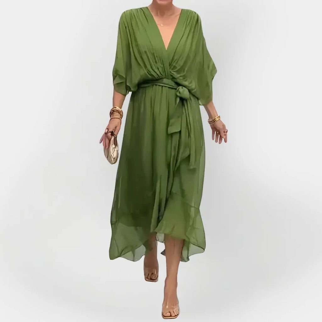 Chiffon Dress with V-Neck