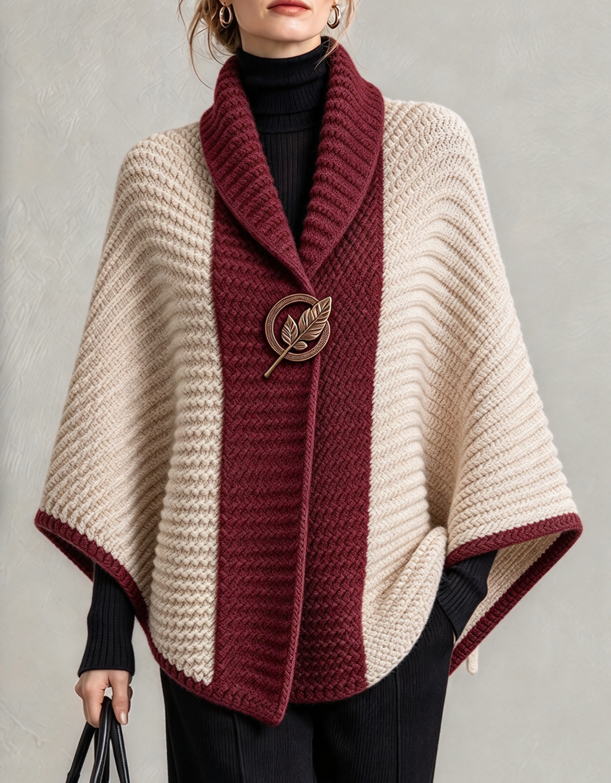 🤲LAST DAY SAVE 49% ⏰Vintage-style Elegant Color-block Chunky Knit Cape