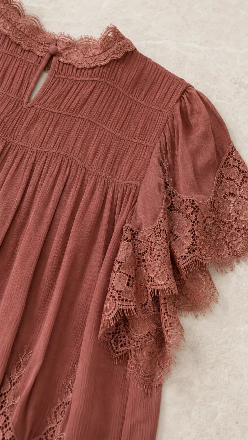 Lace Trimmed Tiered Short Set