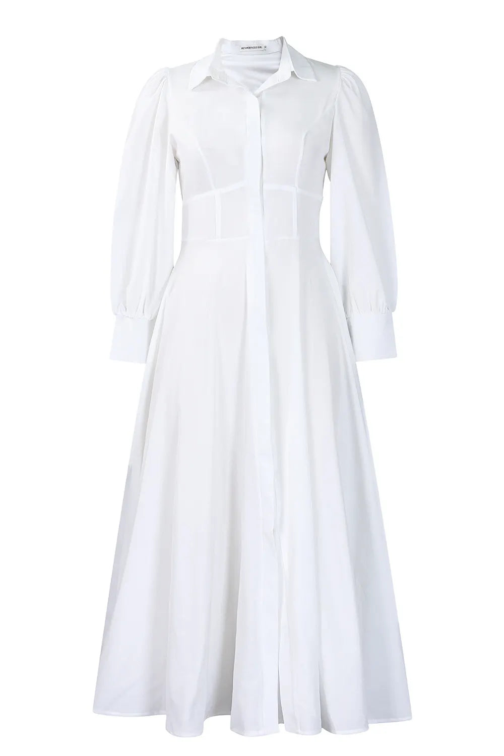 Turndown Collar Long Sleeve Cinch Waist Solid Color Maxi Shirt Dresses-Pink
