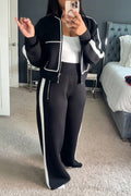 Women's Casual Beads Decoration Short Jacket or Pants