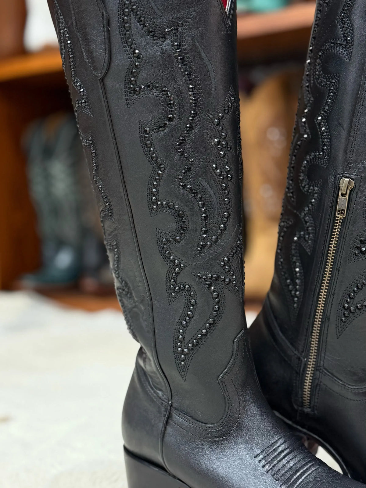 Rhinestone Embroidered Tall Cowboy Boots
