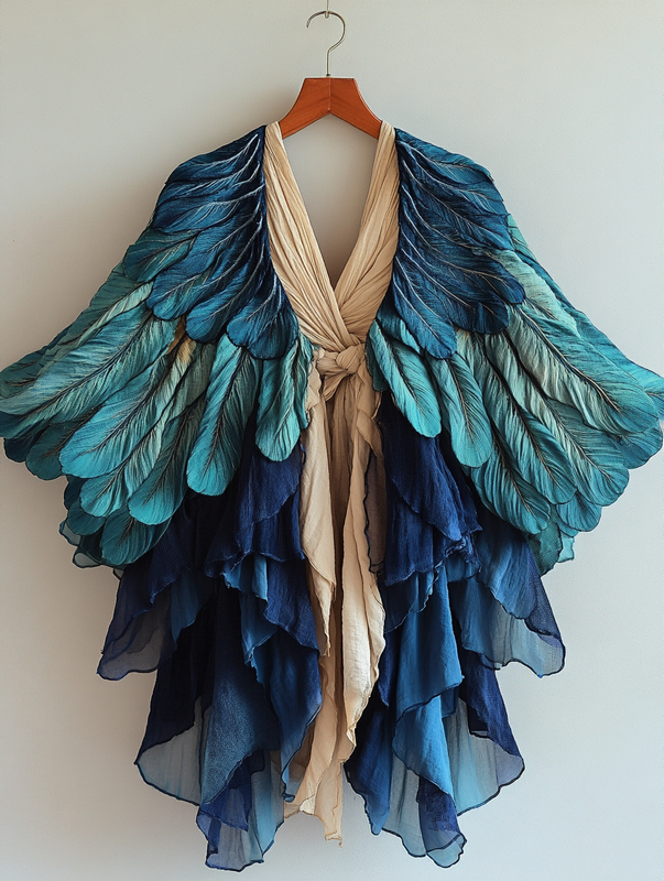 Summer original design elegant handmade feather kimono d4c6