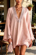 Women's V-neck Collar with Rhinestone Hot Stamping Elegant Casual Dress