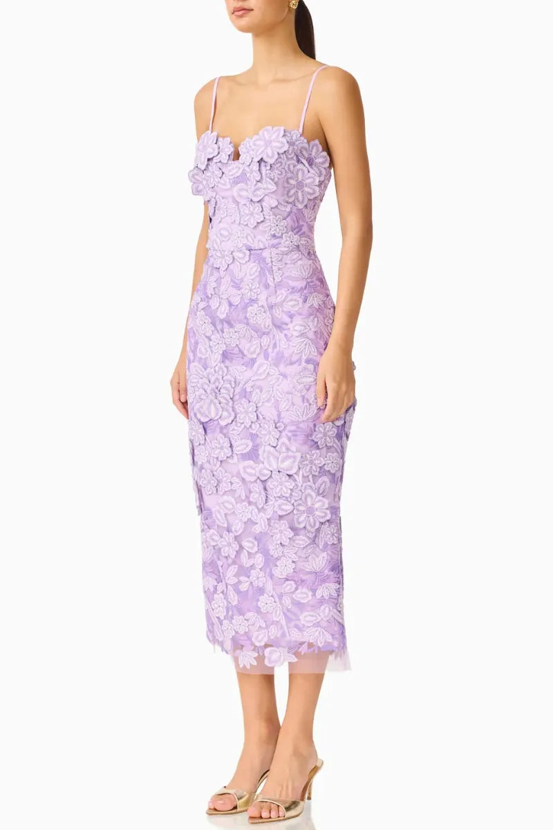 3D Floral Midi Bodycon Dress