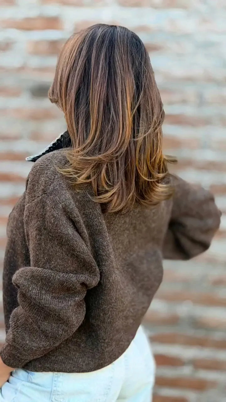 Layered Look Knit Pullover Sweater