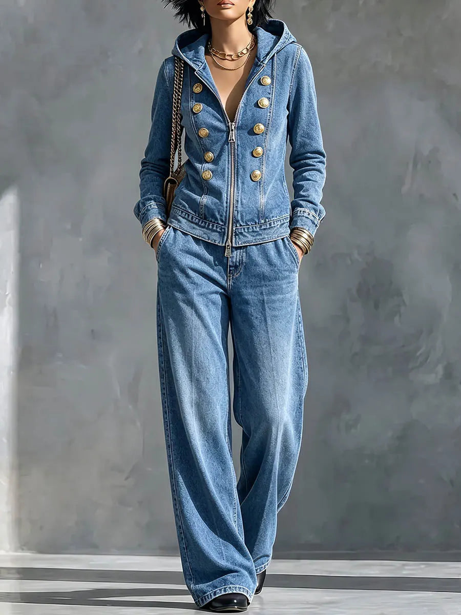 Women's Collared Long-sleeved Casual Loose Denim Cardigan Jacket