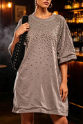 Women's Round Neck Rhinestone Casual Dress