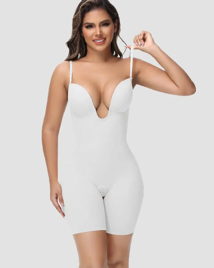 🎉 Women's U Plunge Strapless Tummy Control Bodysuit Low Back Built In Bra Shapewear