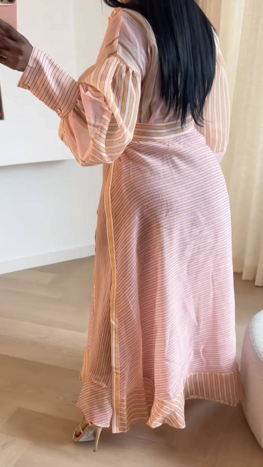 Striped Wrap Midi Dress