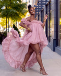 Be unforgettable Flower Off Shoulder Asymmetric Maxi Dress