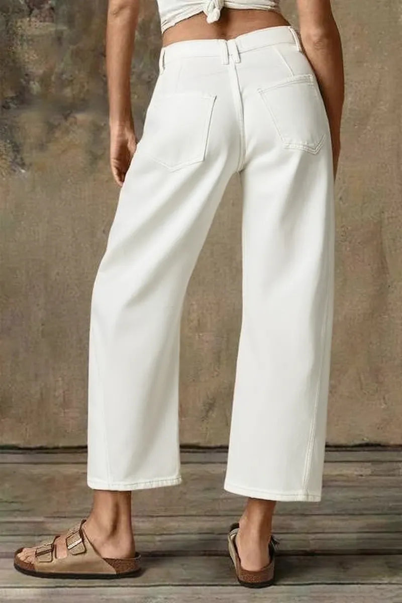 Women's Casual Solid Color Versatile Straight Leg Jeans