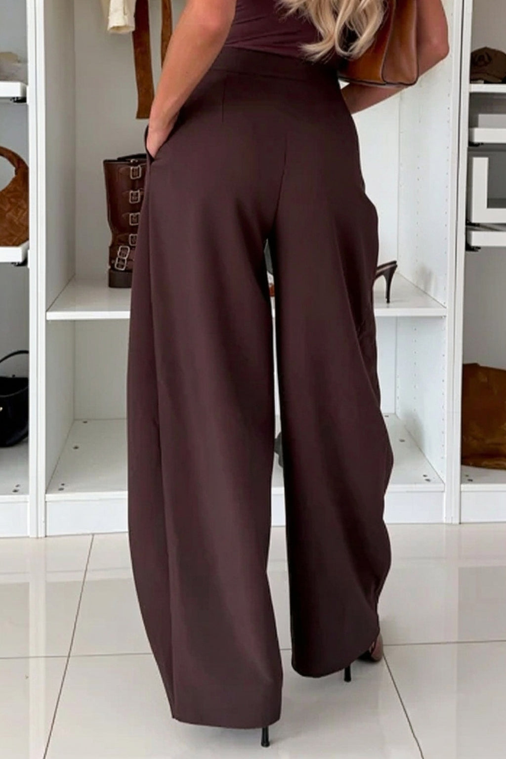 High-Waisted Sculptural Wide-Leg Pants